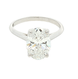 14K White Gold Oval Cut 3.0 Carats Lab Grown Diamond Knife Edge Solitaire Ring
