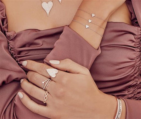 Sophisticated & Timeless Diamond Bracelets 14K Yellow Gold 0.05 Carats Diamond Heart Bracelet - 7 Inch