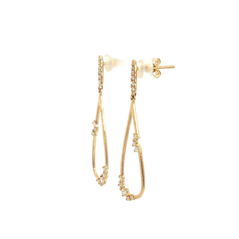 Classic & Contemporary 18K Yellow Gold 0.29 Carats Diamond Dangle Earrings