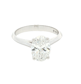 14K White Gold Oval Cut 2.0 Carats Lab Grown Diamond Knife Edge Solitaire Ring