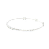 Sophisticated & Timeless Diamond Bracelets 14K Gold White & Titanium Beaded Diamond Bangle Bracelet - 0.38 CTW, Size 6.75 Inch