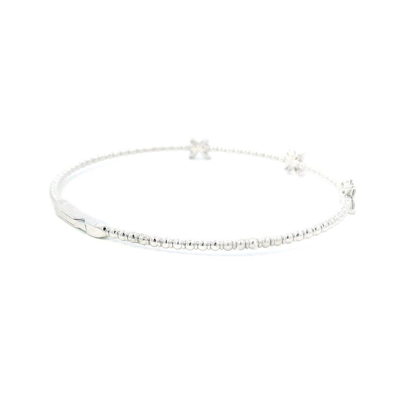 Sophisticated & Timeless Diamond Bracelets 14K Gold White & Titanium Beaded Diamond Bangle Bracelet - 0.38 CTW, Size 6.75 Inch