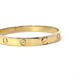 Yellow 14 Karat Gold Screw Design Bangle Bracelet