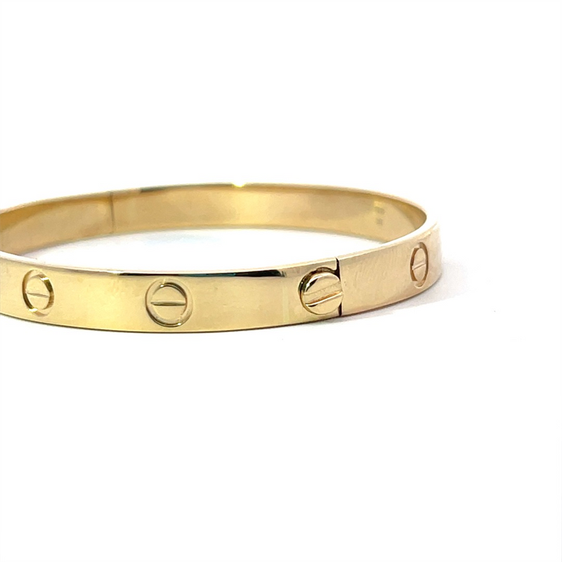 Yellow 14 Karat Gold Screw Design Bangle Bracelet