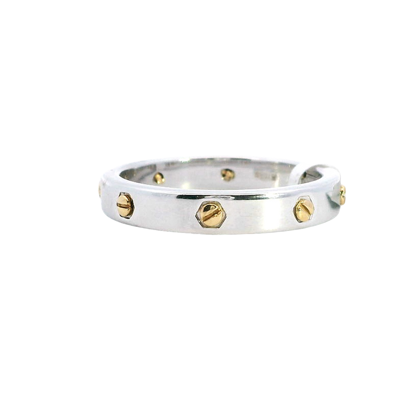 White and Yellow 18K Gold Cartier Inspired Wedding Band