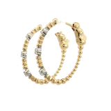 Classic & Contemporary 14K Yellow & White 0.11 Carats Diamond Oval Beaded Hoop Earrings