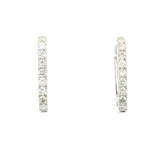 Classic & Contemporary 14K Gold White 0.38 Carats Diamond Medium Hoop Earrings