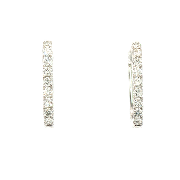 Classic & Contemporary 14K Gold White 0.38 Carats Diamond Medium Hoop Earrings