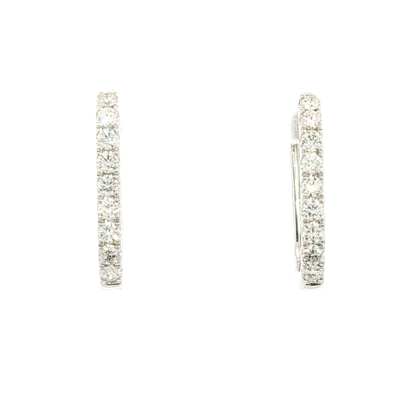 Classic & Contemporary 14K Gold White 0.38 Carats Diamond Medium Hoop Earrings