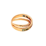 Bold & Elegant 18K Rosé Gold Princess Cut 0.96 Carats Multi-Colored Sapphire & 0.35 Carats Diamond Split Band Ring