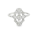 Elegant & Trendy 18K White Gold Baguette & Round Cut 0.44 Carats Diamond Cross Ring