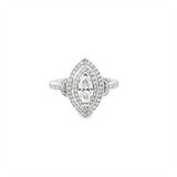 14K Gold White Halo Marquise Diamond Engagement Ring - 1.07 CTW Diamond