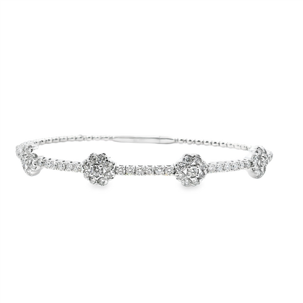 Sophisticated & Timeless Diamond Bracelets 14K Gold White 2.15c Diamond Flex Bangle Bracelet - 2.15 CTW