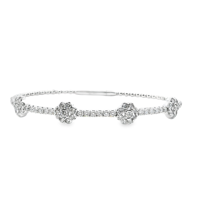 Sophisticated & Timeless Diamond Bracelets 14K Gold White 2.15c Diamond Flex Bangle Bracelet - 2.15 CTW