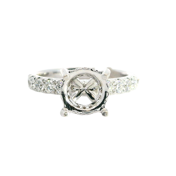 Elegant Diamond Mountings 18K White Gold 4.0 Carats Round Diamond Semi Mount Ring - 0.68 Carats