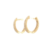 Classic & Contemporary 14K Yellow Gold 0.52 Carats Diamond Medium Oval Hoop Earrings