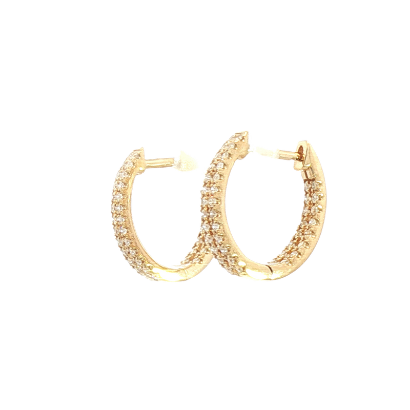 Classic & Contemporary 14K Yellow Gold 0.52 Carats Diamond Medium Oval Hoop Earrings