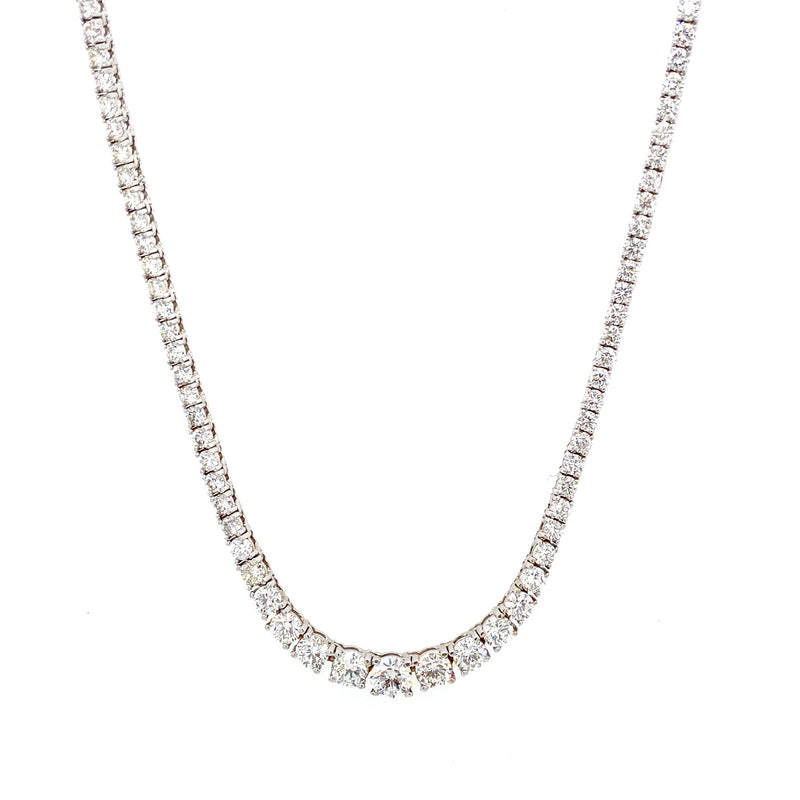 White 18 Karat Gold 6.58 Carats Diamonds Tennis Necklace