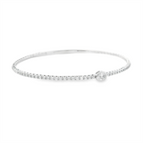 Sophisticated & Timeless Diamond Bracelets 14K Gold White & Titanium Wire 0.22 Carats Oval Bezel & Round Diamond Flexible Bangle Bracelet - 0.22 CTW, Size 6.75 Inch