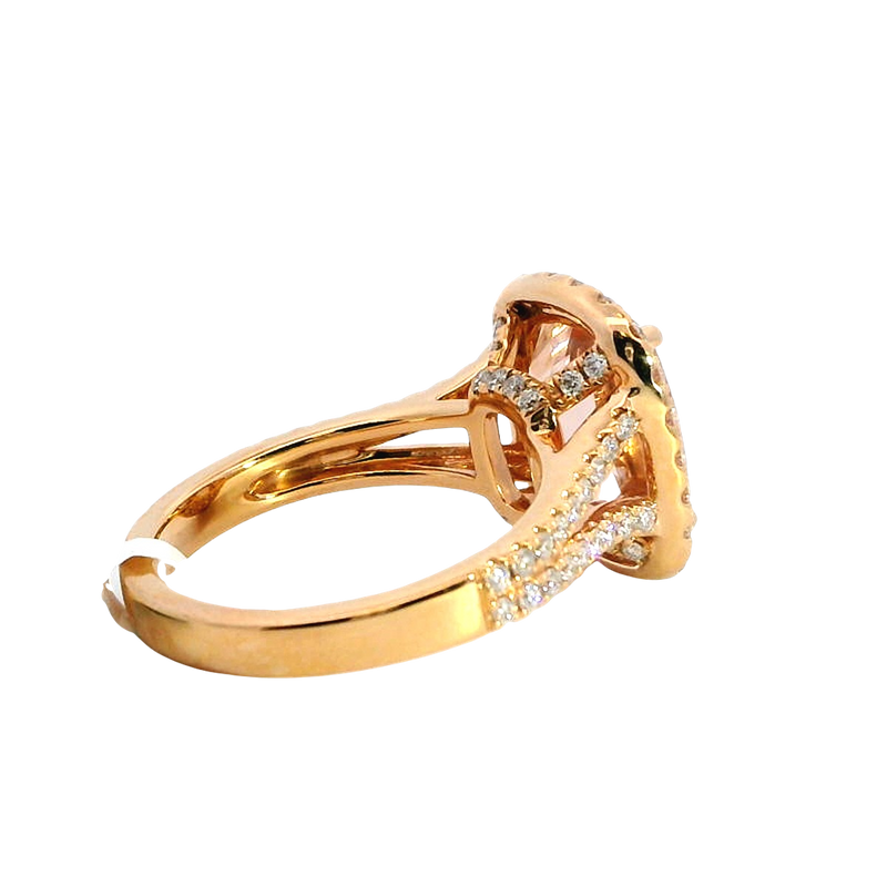 Bold & Elegant 18K Rosé Gold Cushion Cut 3.80 Carats Morganite & 0.75 Carats Diamond Halo Ring