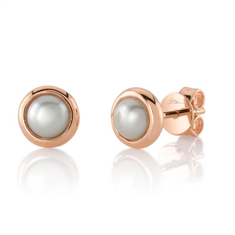 Timeless & Sophisticated Design Rosé 14K Gold Cultured Pearls Stud Earrings