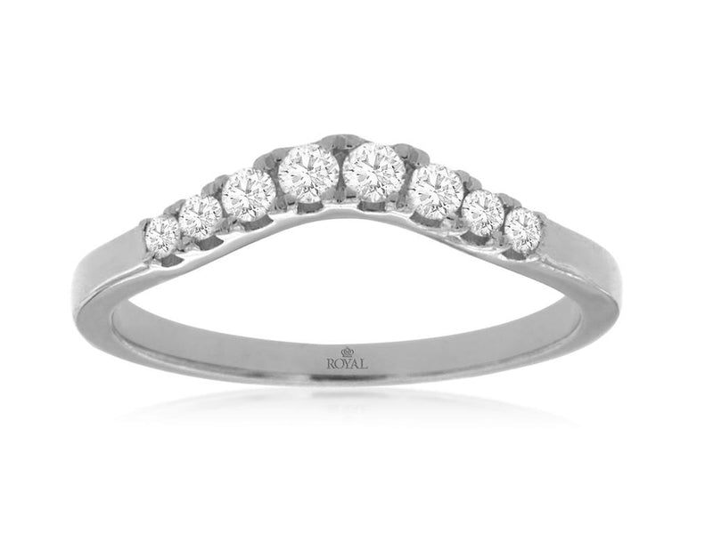 White 14 Karat Gold 0.24 Carats Diamond Contoured Band