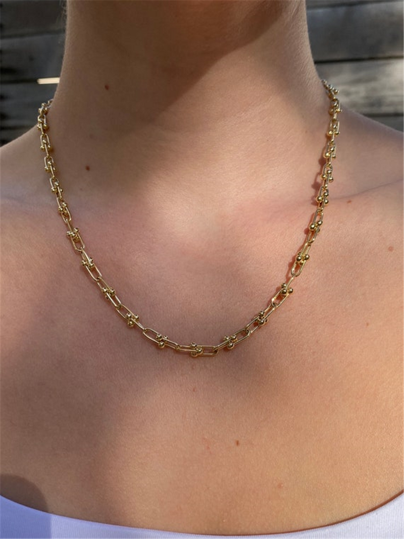Yellow 14 Karat Gold Designer U Link Chain