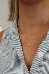 Elegant Diamond Necklaces 14K Gold White 0.29 Carats Diamond Station Necklace - 18 Inch