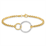 Elegant & Durable Designs 10K Yellow & White Gold Rolo Bracelet - 7.5 Inch