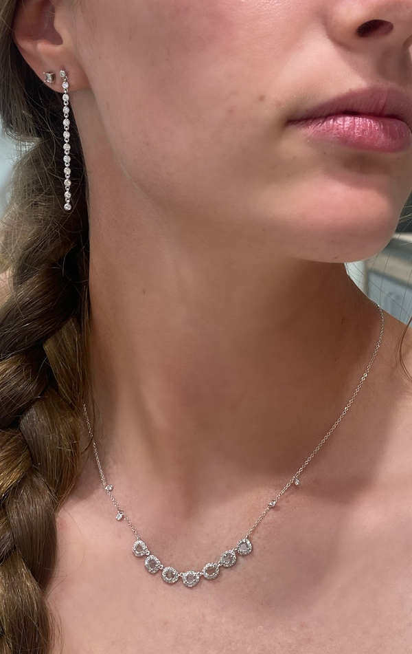 White 14 Karat Gold 1/2 Carats Diamond Dangle Earrings
