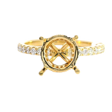 Elegant Diamond Mountings 18K Yellow Gold 3.0 Carats Round Diamond Semi Mount Ring - 0.32 Carats