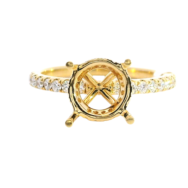 Elegant Diamond Mountings 18K Yellow Gold 3.0 Carats Round Diamond Semi Mount Ring - 0.32 Carats