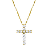 Elegant Diamond Necklaces 14K Yellow Gold 0.32 Carats Diamond Cross Necklace - 18 Inch