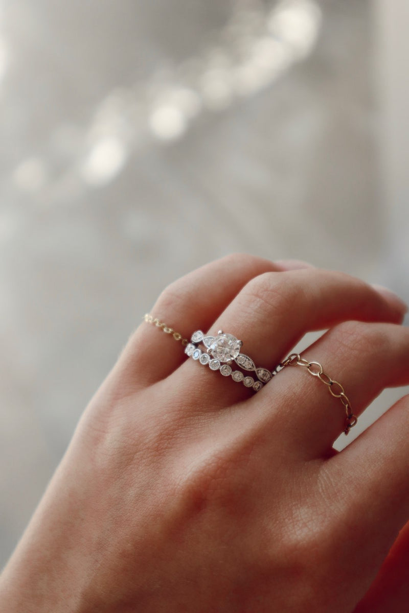 White 14 Karat Gold 0.22 Carats Diamond Accented Engagement Ring