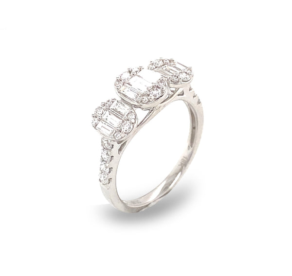 White 18 Karat Gold 0.95 Carats Diamond Semi-Mount Engagement Ring