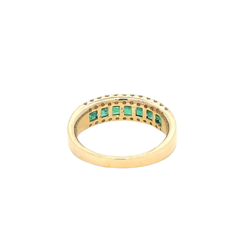 Bold & Elegant 14K Gold Yellow Stackable 0.99 Carats Emerald & 0.44 Carats Diamond Fashion Band