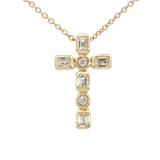 Elegant Diamond Necklaces & Pendants 14K Yellow Gold Bezel Set Baguette & Round 0.319 Carats Diamonds Pendant