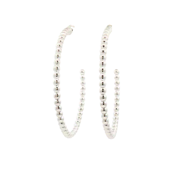 White Sterling Silver Large Hoop Earrings