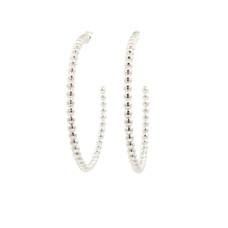 White Sterling Silver Large Hoop Earrings