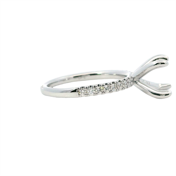 14K White Gold Diamond Semi-Mount Engagement Ring - 0.25ctw, 18 Diamonds