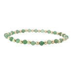 4.0 MM Yellow Gold Filled & 4.0 MM Faceted Adventurine Stretch Bead Bracelet - 7 Inch