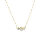 Elegant Diamond Necklaces 14K Gold Yellow 0.22 Carats 3 Stone Bezel Diamond Pendant Necklace - 18 Inch