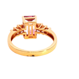 Bold & Elegant 18K Rosé Gold Emerald Cut 2.76 Carats Watermelon Tourmaline & 0.19 Carats Diamond Ring