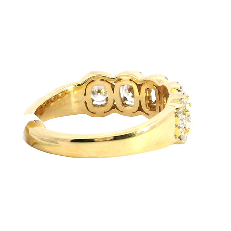 Elegant Diamond Bands 18K Yellow Gold 1.15 Carats Diamond Blended Halo Band