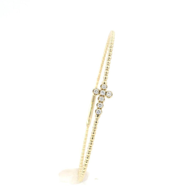 Sophisticated & Timeless Diamond Bracelets 14K Gold Yellow & Titanium Flexible Bangle Bracelet - 0.15 CTW, Size 6.75 Inch