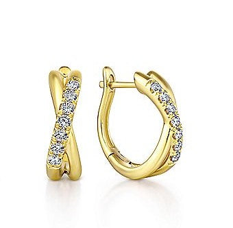 Yellow 14 Karat Gold 0.22 Carats Diamond Huggie Earrings