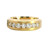 Diamond Wedding Bands 18K Yellow Gold Satin & High Polish Finish Diamond Wedding Band