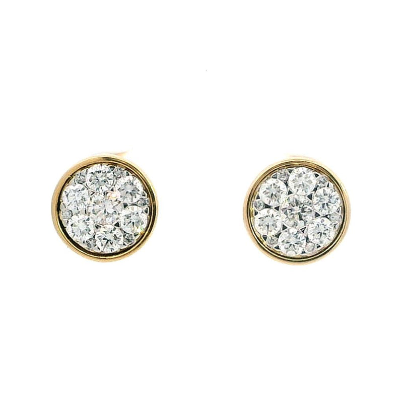 Classic & Contemporary 18K Yellow Gold 0.99 Carats Diamond Bezel Stud Earrings