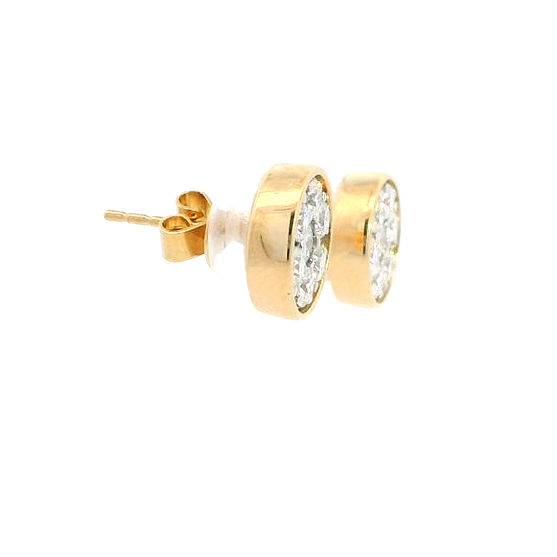 Classic & Contemporary 18K Yellow Gold 0.99 Carats Diamond Bezel Stud Earrings