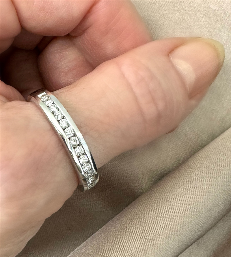 White Gold 1/3 Carats Diamond Channel Band